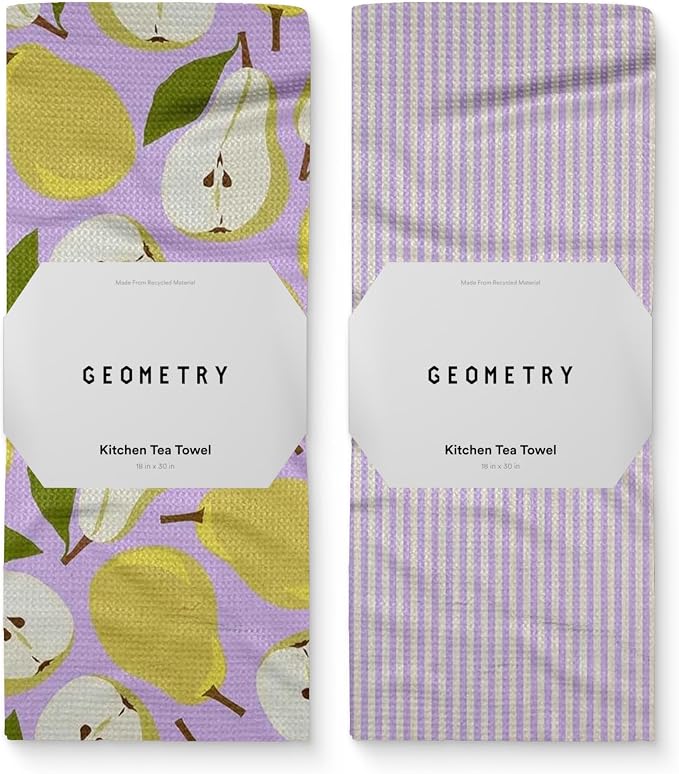 GEOMETRY Spring Kitchen Towels - Quick Dry Microfiber Cloth Spring & Summer Dish Towels for Kitchen Drying - Premium Quick Dry Towel - Pear Parade, 18" x 30" - 2-Pack