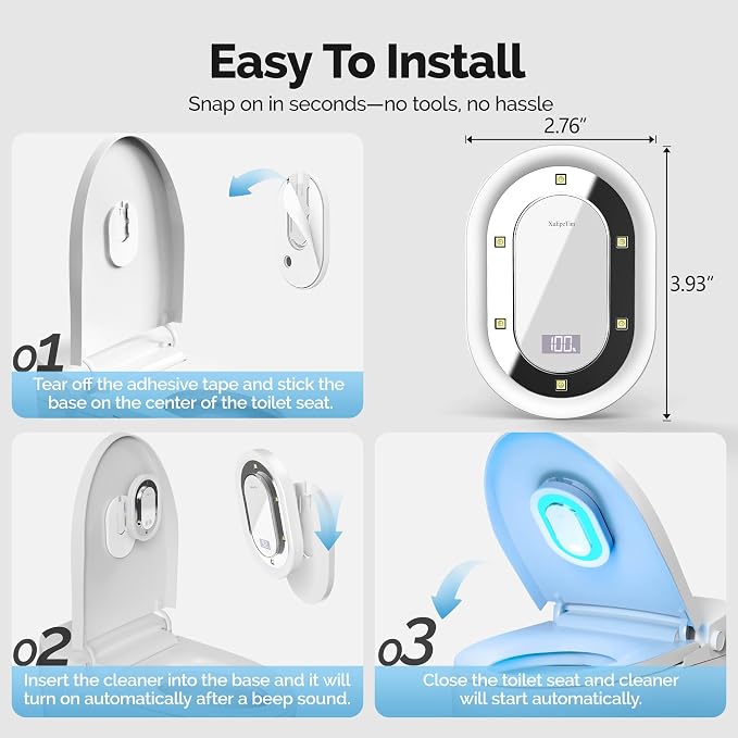 Smart Toilet UV-C Sanitizing &Odor-Control System – Motion-Activated, Chemical-Free Automatic Deodorizer with Safety Sensor & Long-Life Rechargeable Battery