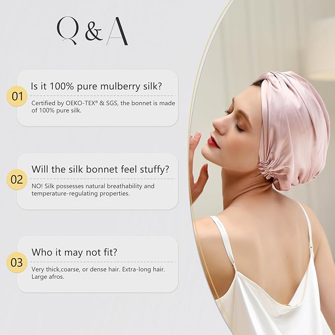 ZIMASILK 100% 22 Momme Mulberry Silk Bonnet for Sleeping Women, Breathable Silk Hair Wrap for Premium Hair Protection - Reducing Friction (1Pc, Turquoise)