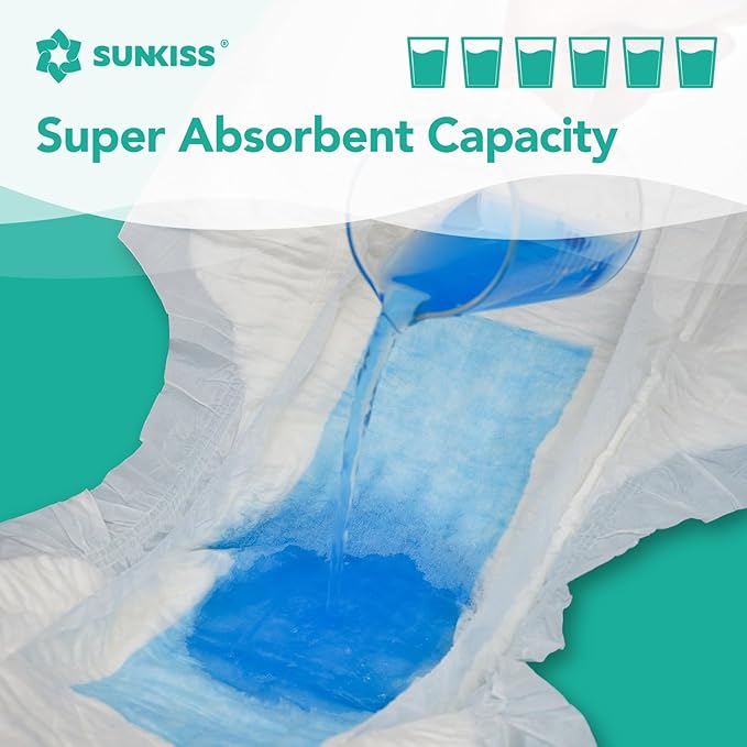 SUNKISS TrustPlus Adult Diapers with Maximum Absorbency, Disposable Incontinence Briefs with Tabs for Men and Women, Odor Control, XXLarge, 15 Count (Pack of 2)