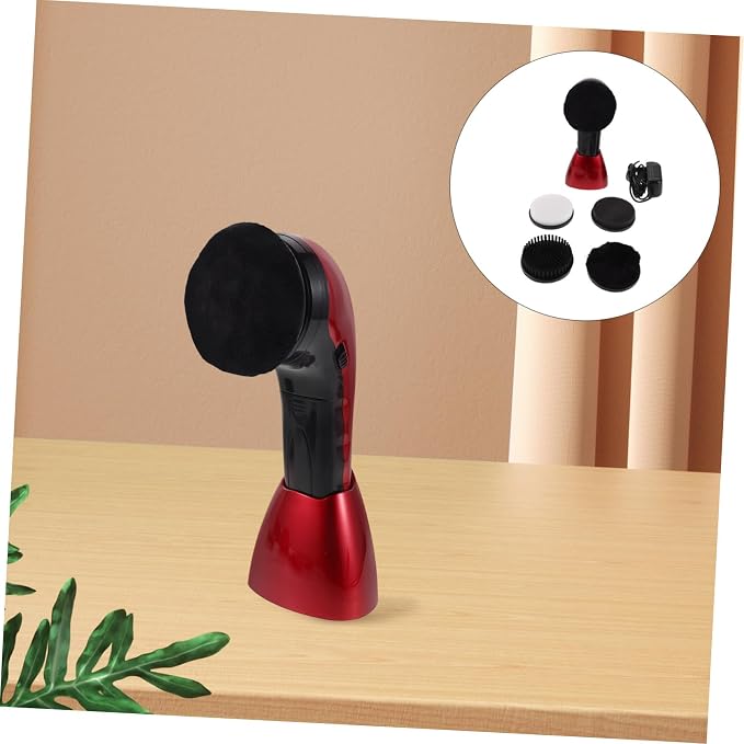 Electric Shoe Polish Brush Machine Dual Power Portable Cleaner | Fiber Sponge Plastic Set, Interchangeable Heads and Replacement Brushes, Travel Use for Sneakers and Footwear