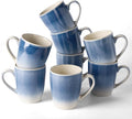 famiware Coffee Mugs Set, 13 oz Mug Set of 8, Stoneware Cups for Latte, Hot Tea, Mocha, Cocoa, Cappuccino, Microwave and Dishwasher Safe, Glacier Series, Azure Blue