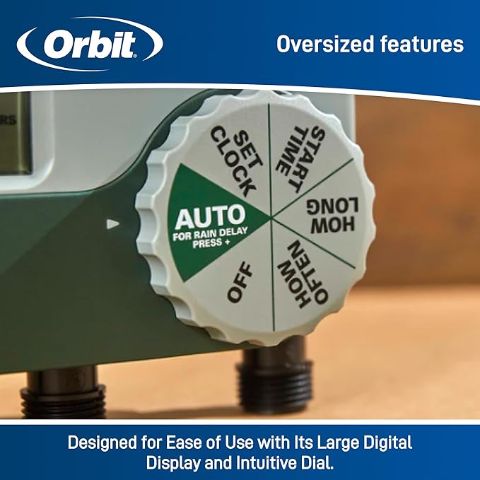 Orbit Programmable Digital Hose Watering Timer - 3 Outlet - Battery Powered - with LCD Screen - Built-in Rain Delay - Water-Resistant - 56082 (Pack of 4)