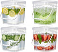 Food Storage Buckets with Lids - 4 Set Square Clear Plastic Containers, Airtight Pressure Seal & Handle for Kitchen Freezer Prep (Clear, 1.3 gal)