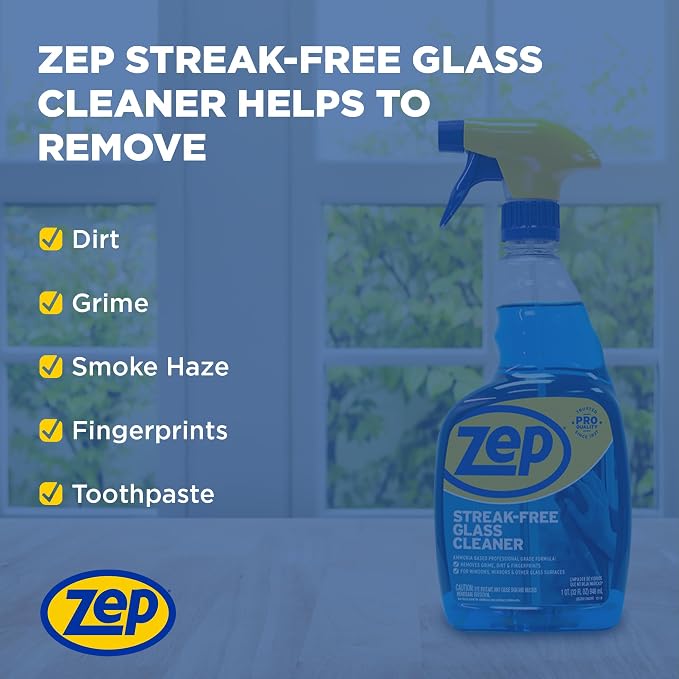 Zep Streak-Free Glass Cleaner - 1 Gallon - (Case of 2) ZU1120128 - Pro Formula Clean