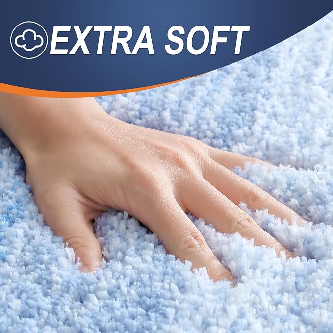 OLANLY Bathroom Runner Rugs Mat 47x24, Extra Soft Absorbent Microfiber Bath Rugs, Rubber Backing, Quick Dry, Washable Long Bath Mats for Bathroom, Tub and Shower, Home Decor Accessories, Light Blue