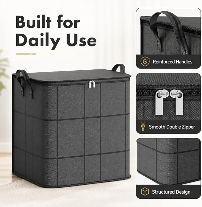 180L Portable Moving Storage Bags, XXL Foldable Storage Bag with Reinforced Handles, Zippered Organizer for Quilts, Bedding & Sweaters,Large Capacity Fabric Bag for Closet & Moving Day，2PCS XLarge