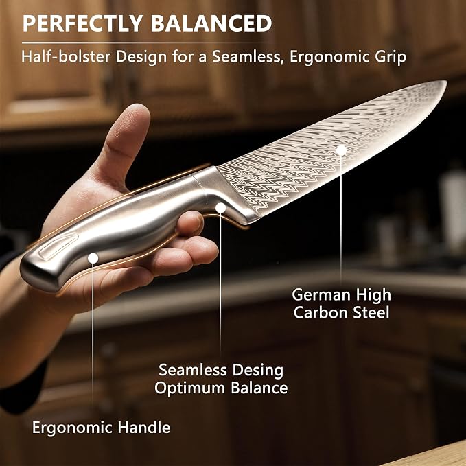 Knife Set, Astercook 21 Pieces Kitchen Knife Set with Built-in Sharpener, German Stainless Steel Knife Block Set, Razor-Sharp Knives with Full-tang Handle, Dishwasher Safe Kitchen Utensils Set