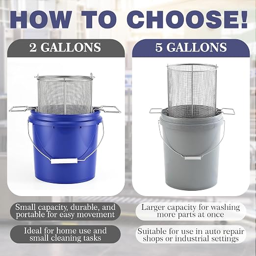 1 Pcs 1/32″ Mesh 2 Gallon Dip and Drain Stainless Steel Part Cleaning Strainer Basket for Buckets Swing Handle for Mechanics Auto Parts Washing Garage Shop Home Workshop, Bucket Not Included