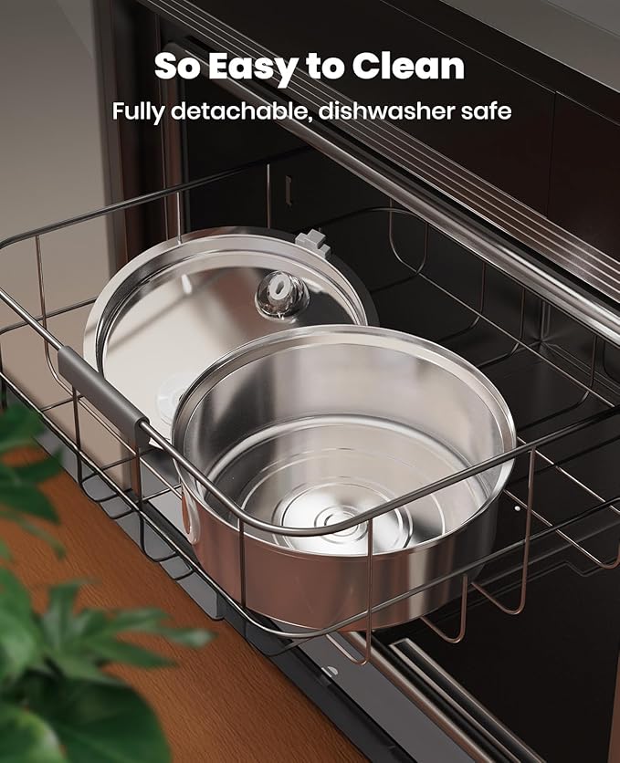 Oneisall Dog Water Fountain PWF002 with 1Filters | 304 Stainless Steel, Visual Water Level, 25dB Ultra-Quiet, 5-Stage Filtration, Dishwasher-Safe,Living Room Kitchen for Dog