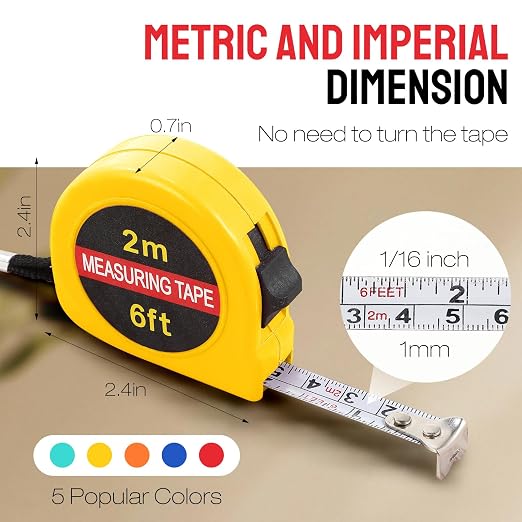 Copkim 50 Pcs 6 FT Mini Tape Measure Retractable Bulk Small Measuring Tape Pocket Size Measurement Tool for Operation Christmas Items Party Favor Gifts Stuffers for Men(Colored)
