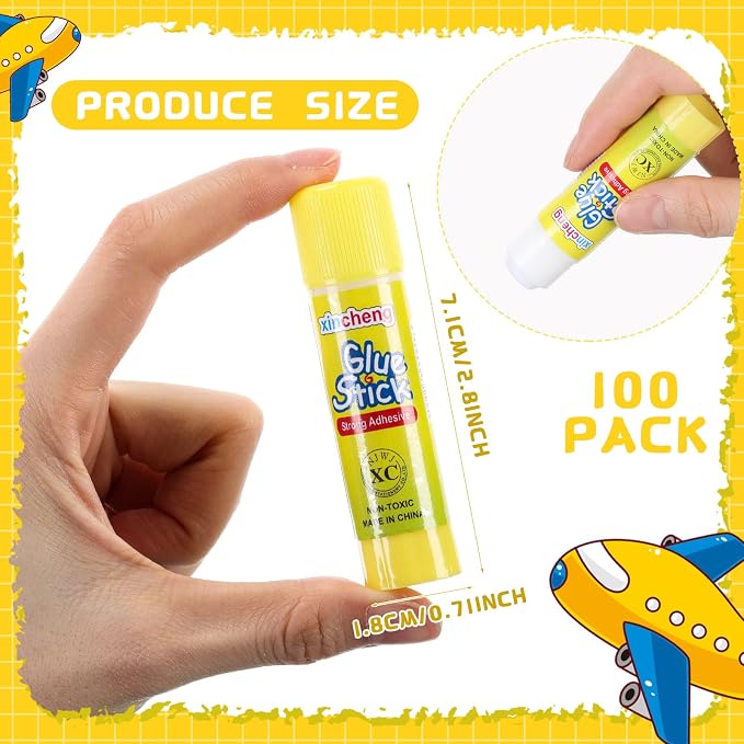 Zubebe 0.25 oz White Glue Sticks in Bulk for Classroom, Washable Glue Stick for Crafts Home Back to School Students Teachers Employees Scrapbooking Crafting Supplies (100 Pcs)