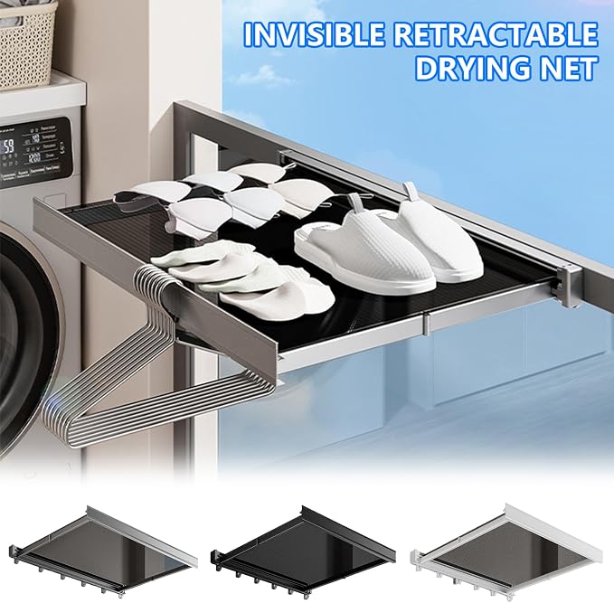 Invisible Stretch Laundry Rack Small Storage Multiple Garment Hanging Aluminum Foldable Clothing Dryer Net for Indoor Rusts Clothing Rack