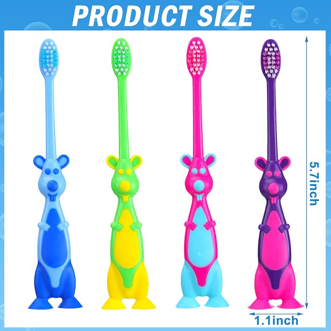 Gerrii Kids Toothbrushes Bulk Soft Bristles with Covers for Daycare,100 Pcs | Individually Wrapped, Suction Base, Ideal for School Daycare Camp Travel, Gentle Bristles Safe for Children Toddlers