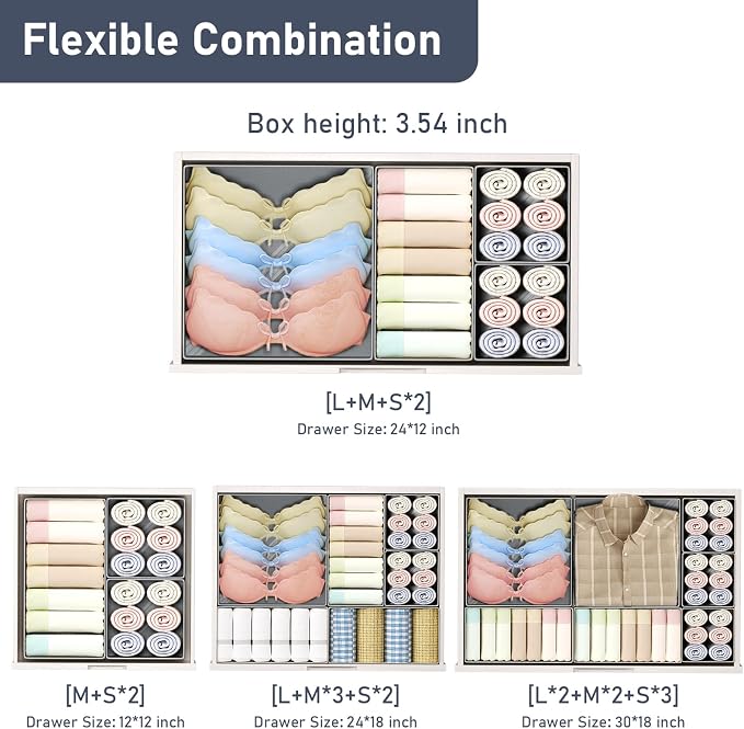 DIMJ Drawer Organizer Clothes- 26 Pack Baby Dresser Organizer for Nursery, Small Fabric Closet Drawer Organizer Bins for Underwears Socks, Foldable Storage Dividers Organization for Bedroom