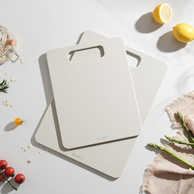 Wood Fiber Cutting Board Set of 2, Dishwasher Safe, Non-Toxic | BPA-Free Composite Cutting Board for Kitchen, Non-Slip, Non-Porous Chopping Board for Meat Vegetable Fruit Bread - Oatmeal