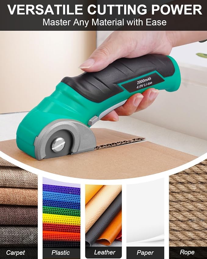 Christmas Stocking Stuffers for Men Adults Gifts Cordless Electric Scissors | Cardboard Cutter Electric Box Cutter,Rechargeable Carpet Cutter Tool with Rotary Blade, Birthday White Elephant Gifts for Him