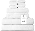 Villa Celestia 8-Piece 100% Cotton Towel Set, 2 Bath Towels, 2 Hand Towels, 4 Wash Cloth, Quick-Dry, White