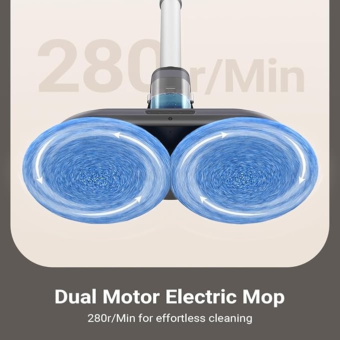 iDOO Cordless Electric Mop, Rechargeable Spin Mop with Water Spray & LED Headlight, Quiet Self Propelled Floor Cleaner, Lightweight Floor Scrubber for All Floors