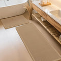 IM HOME Waffle Bath Mat Set 2 Piece Beige,Woven Modern Bath Rug Mats, Absorbent Non Slip Bath Floor Mat, Soft Washable Boho Bath Rugs with Tassels for Bathroom, Bedroom, Kitchen,Tub