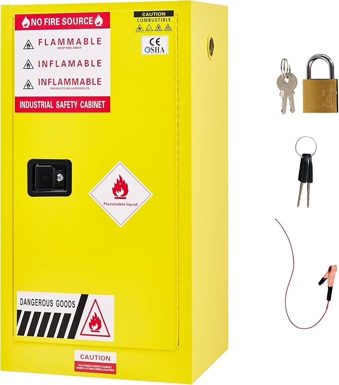 SPECRAFT 45-Gallon Flammable Safety Cabinet | 44 x 23 x 18 In, Cold-Rolled Steel, Adjustable Shelves, OSHA and CE Certified, for Industrial, Commercial and Lab Use