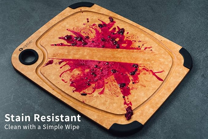 Toptier Wood Fiber Cutting Board for Kitchen - Non-Slip, Reversible, Eco-Friendly, Small 11.5 x 9.25-inch Chopping Board, Natural Slate