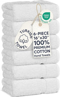 Chakir Turkish Linens 6 Piece Hand Towels, 100% Cotton Luxury Turkish Towels for Bathroom, Soft Absorbent Hand Towel Set, 16 x 30 Inches, White