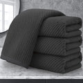 VOOVA & MOVAS Hand Towels 4PC, 100% Cotton, 18x28 in, Dark Grey | Thick, Quick Dry, Absorbent, Soft, Bathroom Essentials, Ideal For Daily Shower, Face Washing, Gym