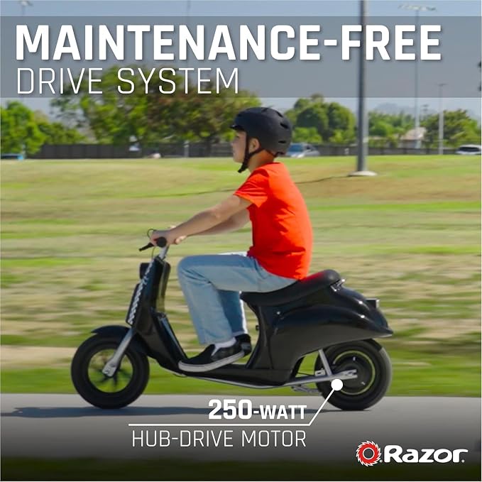Razor Pocket Mod Classic Miniature Euro-Style Electric Scooter for Ages 8+, Vintage-Inspired Design, High/Low Speed Switch, Up to 80 Minutes Ride Time