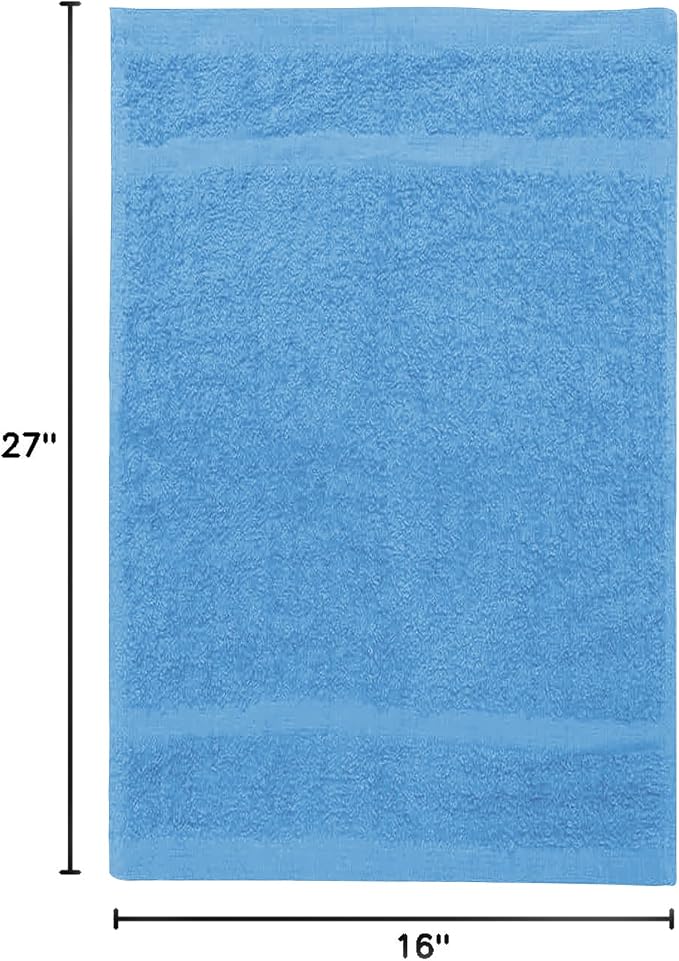 Avalon Towels Salon Towel - Sky Blue Hand Towels Bulk Pack of 24 - 100% Cotton Absorbent Spa, Facial & Gym Towel for Working Out - 16x27 Inches (Not Bleach Proof)