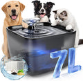 Pet Water Fountain for Large Dogs & Cats, 7L/1.84Gal, Quiet Automatic Pump | Large dog water bowl dispenser for multi-pet households,easy to clean,visible water level, no spill, recirculating system