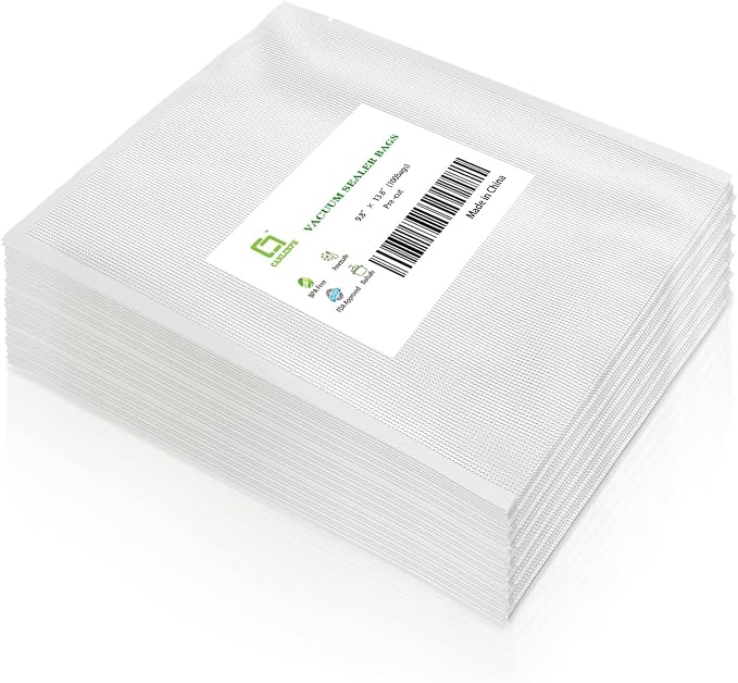 CANLENPK 9.8x13.8 Inch/25x35cm Vacuum Food Seal Bags,Large Food Vacuum Storage Sealer Bag,Seal Meal Snack Fruit Nut Tea Cookie Bean,Boil Steam Heat Freezer Sous Vide Vacum Bag (100PCS)