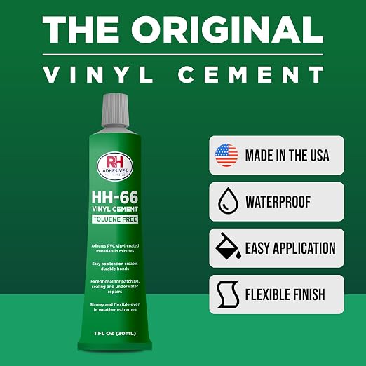 HH-66 Toluene Free Vinyl Cement 1 oz - Vinyl Adhesive, Cement Glue, Industrial Contact Cement for PVC & Vinyl Repair - Waterproof Flexible Vinyl Glue for Tarps, Pool Liners, Inflatables – RH Adhesives
