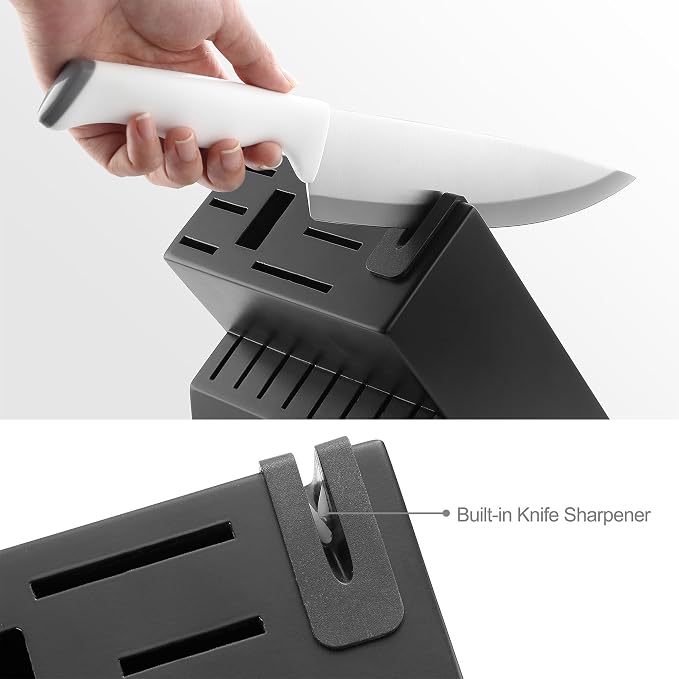 McCook Kitchen Knife Set 24PC Knife Block Set w Built-in Sharpener | German Forged Stainless Steel, Razor Sharp, Anti-Rust,Restaurant Grade,Ergonomic Handles,Full Tang,Gift Box
