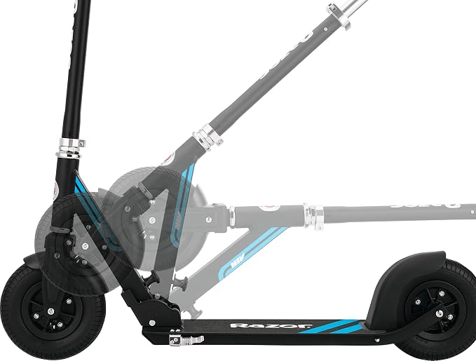 Razor A5 Air Kick Scooter for Kids Ages 8+ - Extra-Long Deck, 8" Pneumatic Rubber Wheels, Foldable, Anti-Rattle Handlebars, for Riders up to 220 lbs