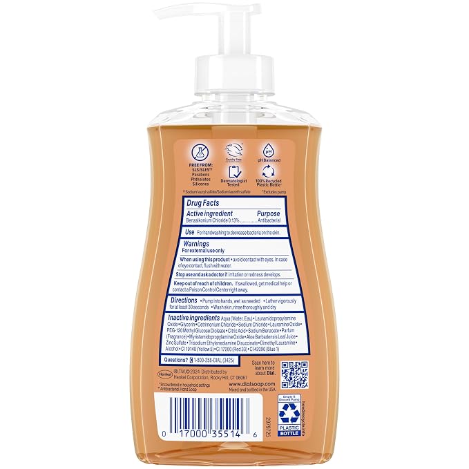 Dial Antibacterial Defense Liquid Hand Soap + Aloe, Sandalwood & Vanilla Scent, 11 Fl Oz (Pack of 12), Dermatologist-Tested Hand Wash, Gentle Formula