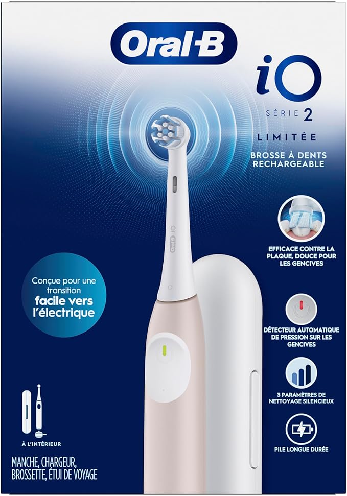 Oral-B Rechargeable Electric Toothbrush, iO Limited Simple Clean, 3 Cleaning Modes, Automatic Pressure Sensor to Protect Gums, Travel Case, Peach