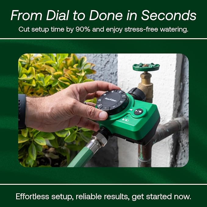 Rain Bird 1ZEHTMRS Simple-Set Hose End Timer, One Zone/Station, Battery Operated, 3/4" Garden Hose Thread, Heavy-Duty Brass Inlet, Dial with Brass Inlet