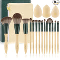 DUcare 18 Makeup Brushes Set Makeup Sponges Cosmetic Bag | Powder Foundation Contour Blush Concealer Eye Shadow Blending Liner Make Up Brush Kit