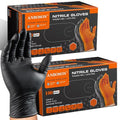 ANBOSON 10 Mil Heavy Duty Mechanic Nitrile Gloves, Large Black 200 Count | Diamond Grip,Latex Free,Chemical Resistant Disposable Thick Rubber Gloves for Auto Repair, Industrial, Food, Work ,BBQ,Men