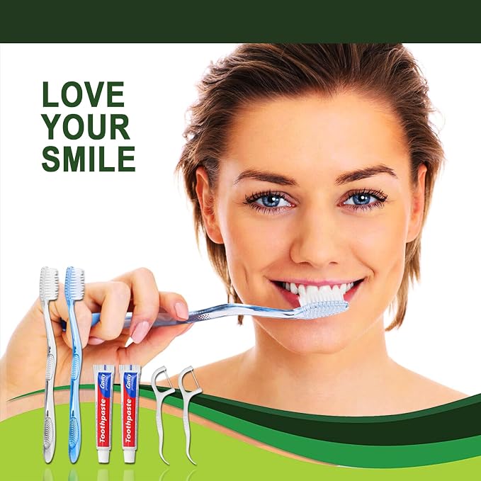 200 pcs Disposable Toothbrushes with Toothpaste Floss Individually Wrapped, 2 Color Toothbrush, 10g Toothpaste, Floss Pick, Bulk Toothbrush for Homeless,Airbnb,Hotel,Guest