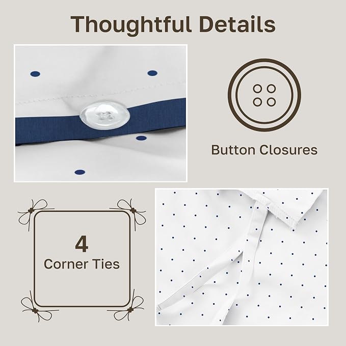 California Design Den Printed Full/Queen Size Duvet Cover Set - 400 Thread Count Sateen, 100% Cotton, Button Closure and Corner Ties (3 Piece, Polka Dot)