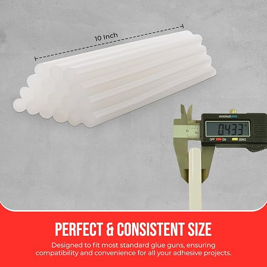 Economy® Full Size Hot Melt Glue Sticks for Glue Gun - Bulk 10in Clear - Great for Art, Craft & Repairs - 7/16" X 10" (Approx 900 Sticks, 50lbs Pack) - Made in USA