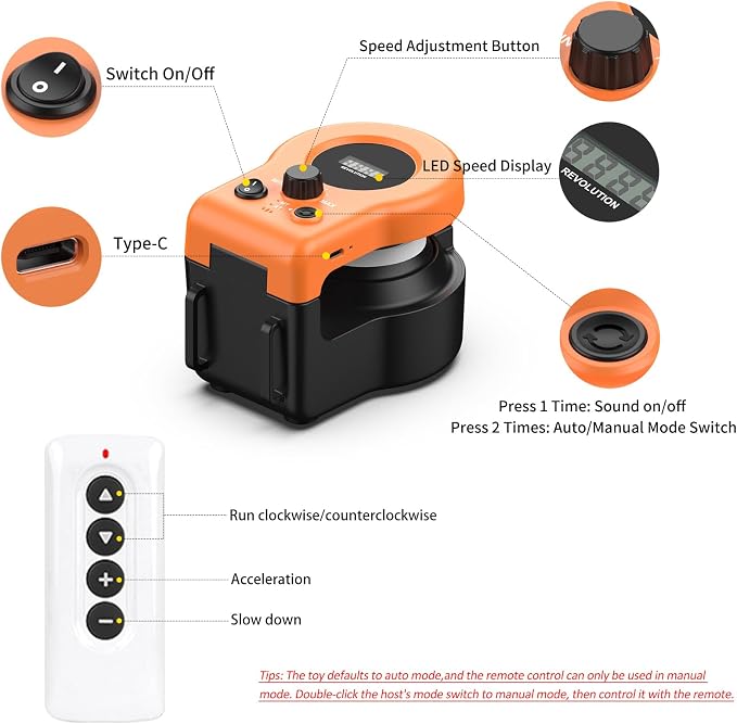 Interactive Cat Toys for Indoor Cats, Cat Treadmill Auto/Remote Control DIY Cat Mouse Hunting Toys, Keep Bored Kitten Dog Entertained to Chase, Feather Toy to Exercise Wheel-Orange