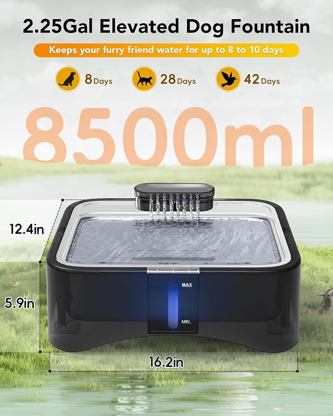 UPSKY 10 Pcs Replacement Filters for 8.5L Elevated Dog Water Fountain | Multi-layer Filtration, Removes Hair, Odors & Heavy Metals, Keeps Water Clean & Fresh, Individual Packaging
