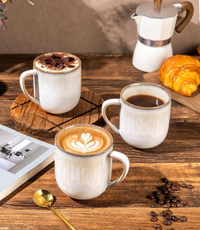 LERATIO 12OZ Ceramic Coffee Mugs Set of 6, Large Porcelain Coffee Cups With Large Handle For Latte,Cappuccino,Milk,Cocoa,|Dishwasher&Microwave Safe Mug Sets,Ideal for Man,Woman,Dad, Mom