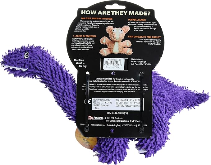MIGHTY Tuffy Microfiber Medium Ball Brachiosaurus Dog Toy | Ultra Durable Plush Toy with Multiple Layers & Reinforced Seams , Washable and Floats , Mighty® Construction