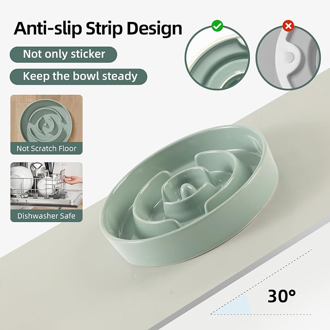Havniva Dog Bowls Slow Feeder, Ceramic Slow Feeder Dog Bowls for Fast Eater | 3.2 Cups Dog Food Bowl Puzzle Feeder, Slow Feeding Bowls for Large Dogs, Non-Slip Base, Anti-Choking