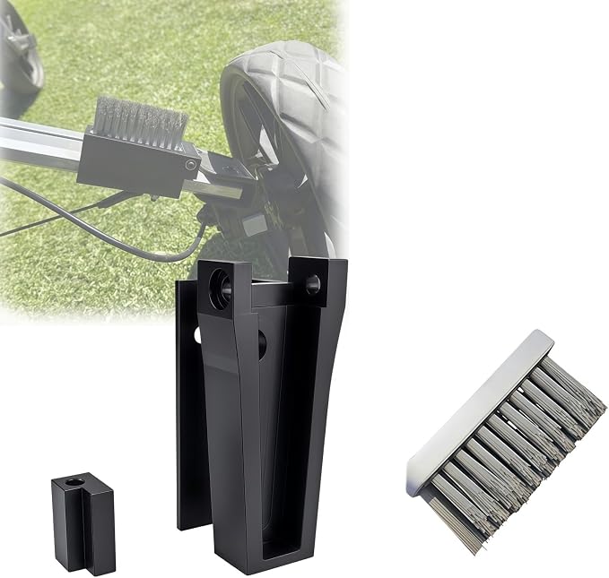 Golf Push Cart Shoe Brush Attachment Compatible with Bag Boy Nitron Cart, Clip-On Golf Shoe Cleaner, Durable Bristle Mud Scrubber for Course Use, Easy Install Cart Accessory (Free shoe brush included)