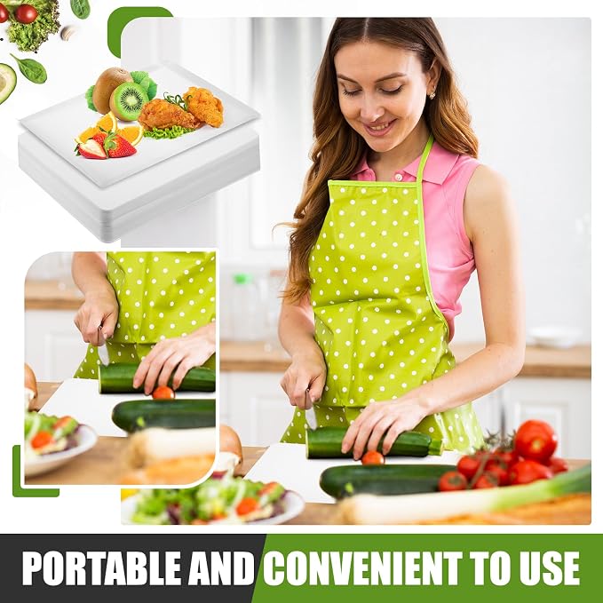 Hushee 120 Count Disposable Cutting Board Sheets 9 x 11 Inch Disposable Sheets Flexible Plastic Sheet Cutting Mat Large Chopping Boards for Kitchen Cooking Traveling Camping Tailgating BBQ